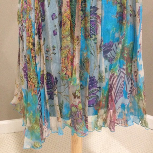 ABS silk chiffon flowy dress with removable tie belt New Condition - Picture 5 of 6